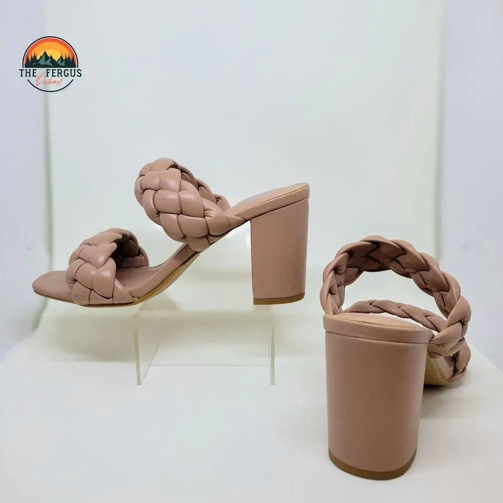 NWT Madden NYC Chic Braided Block Heel Blush Pink Sandals Bohemian Womens Size 8 - Picture 9 of 13